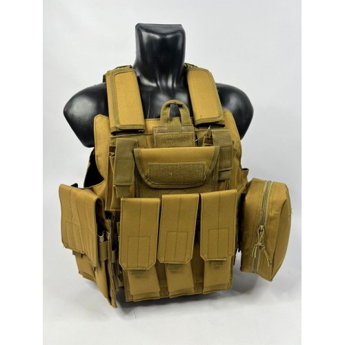 Тактический разгрузочный жилет «5 / пять карманов» с подсумками Tactical Molle Plate Carrier для съемных бронепластин в Калининграде